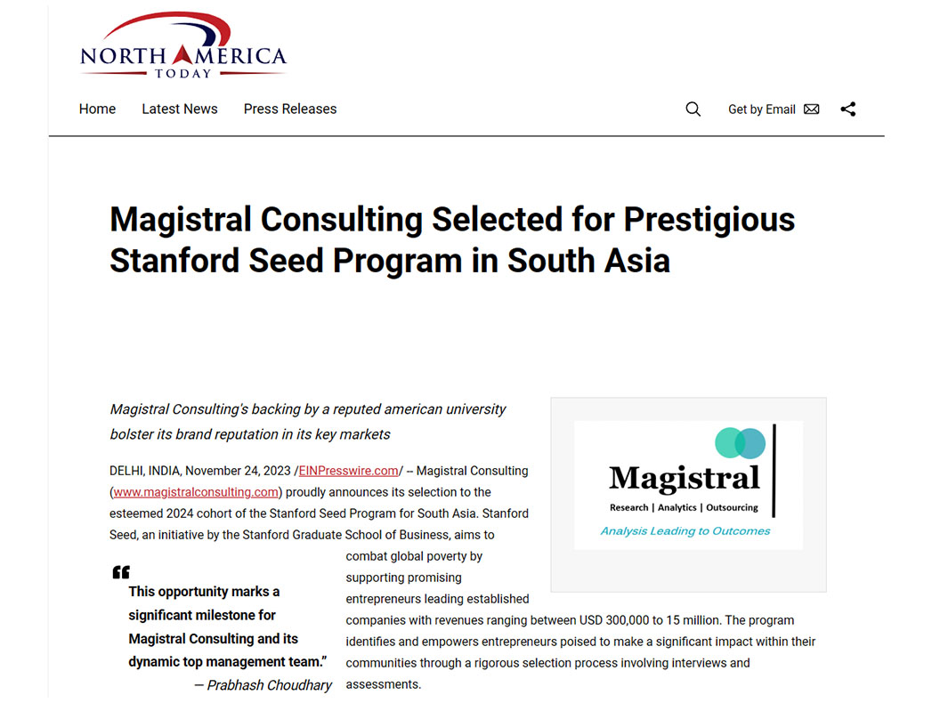 Magistral Consulting Selected for Prestigious Stanford Seed Program in South Asia